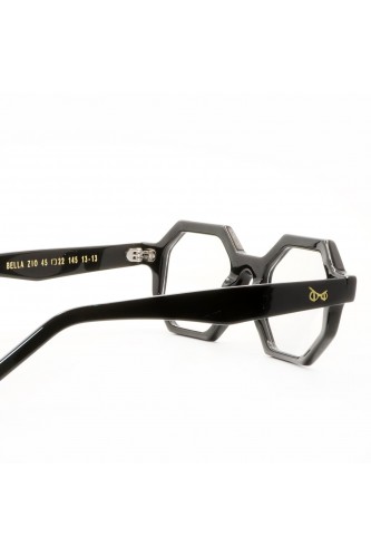 Guardami Male - Occhiali da vista in celluloide esagonali unisex nero - BELLA