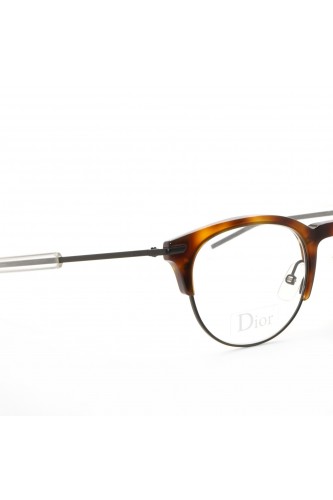 Christian Dior - Occhiali da vista combinati tondi per uomo tartarugato -