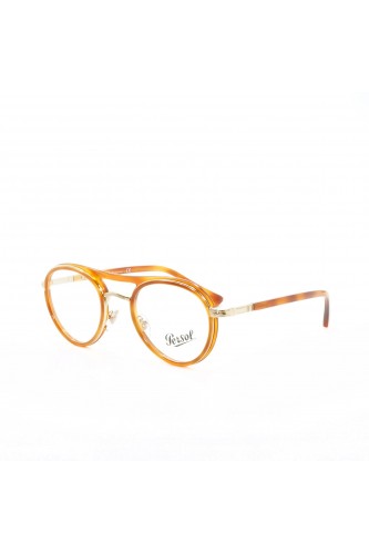 Persol - Occhiali da vista in celluloide tondi per uomo tartarugato chiaro -