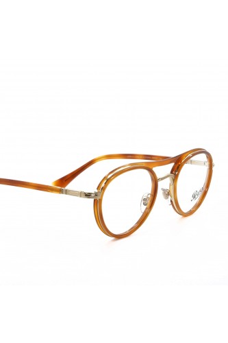 Persol - Occhiali da vista in celluloide tondi per uomo tartarugato chiaro -