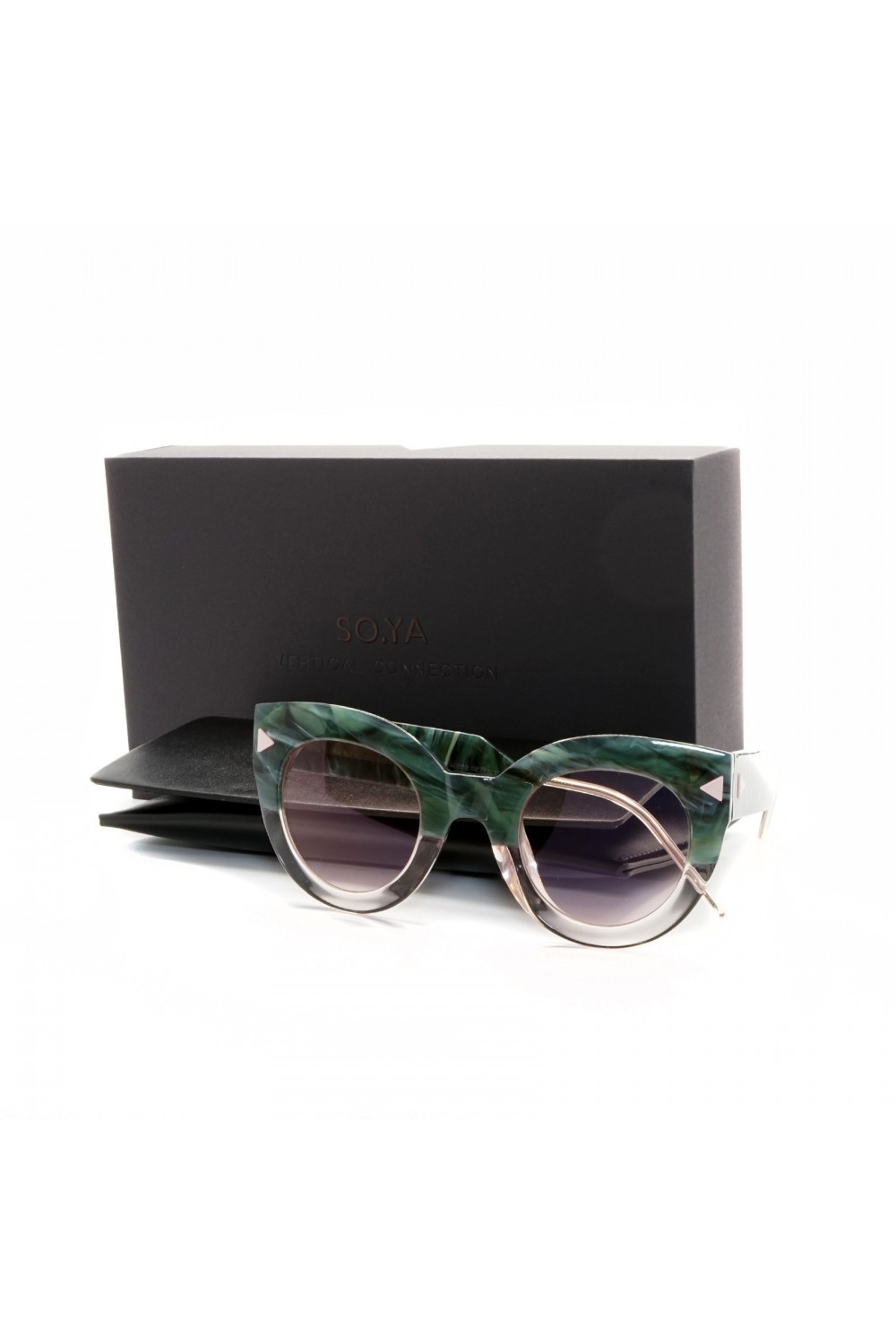 Soya - Occhiali da sole in celluloide tondi per donna verde - ALMA GRP
