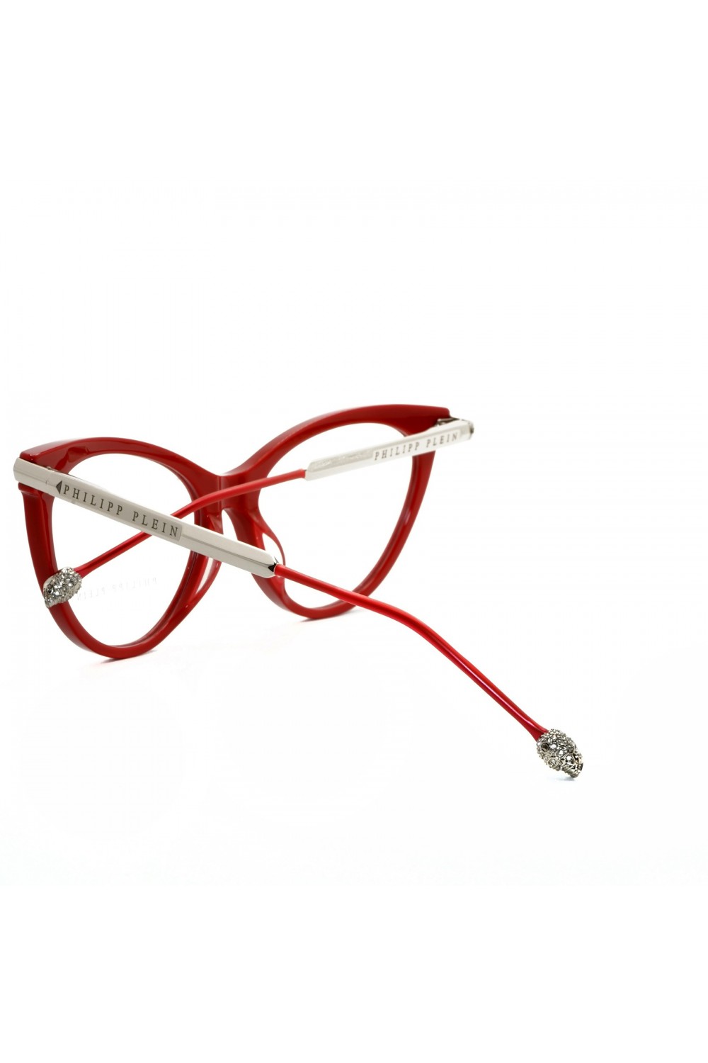 Philipp Plein - Occhiali da vista in celluloide cat eye per donna rosso -