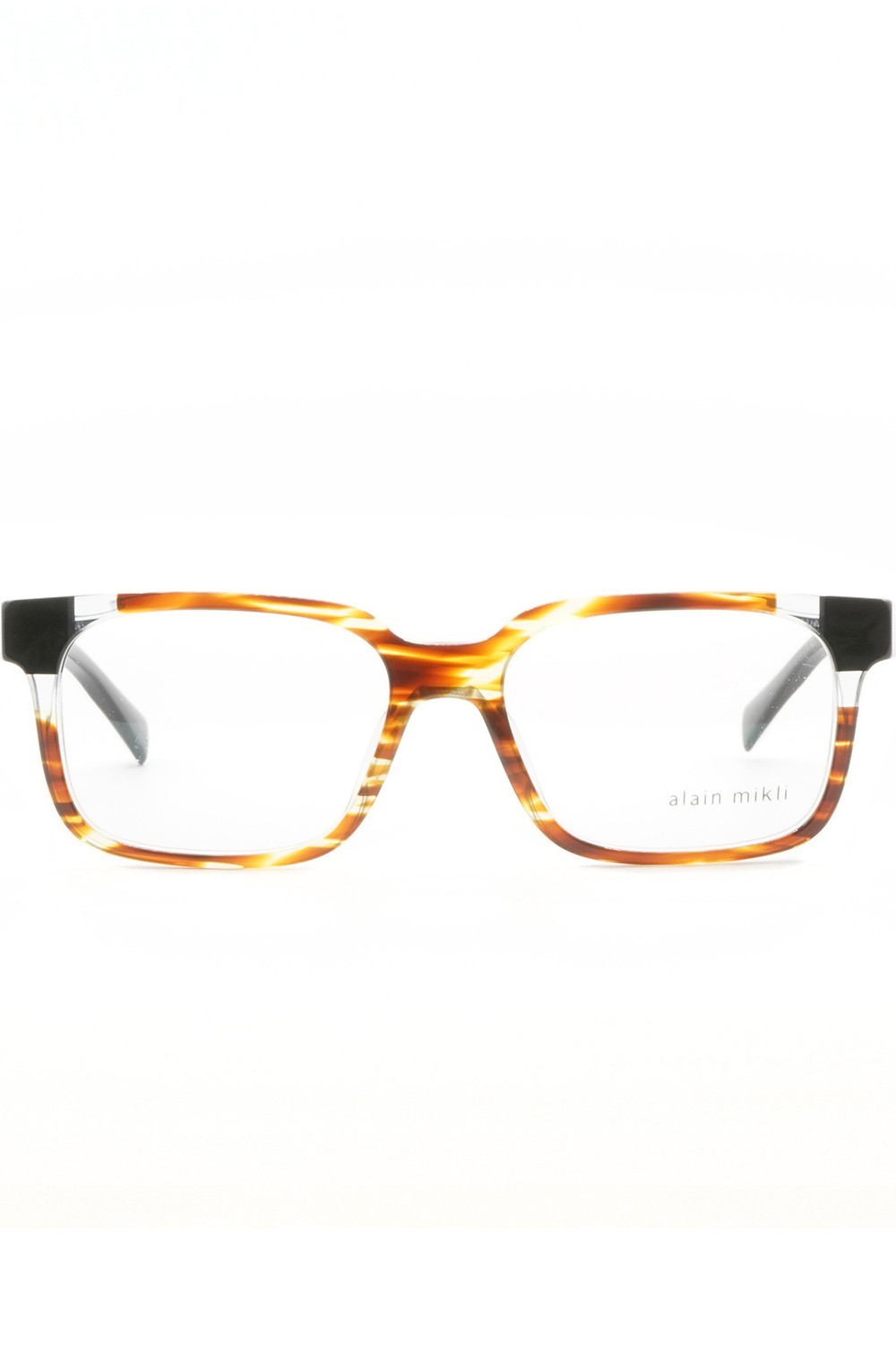 Alain Mikli - Occhiali da vista in celluloide rettangolari per uomo marrone