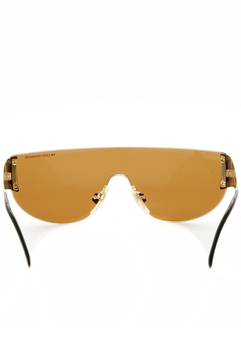 Lino Veneziani - Occhiali da sole vintage a mascherina in metallo unisex oro -