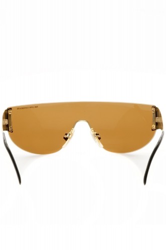 Lino Veneziani - Occhiali da sole vintage a mascherina in metallo unisex oro -