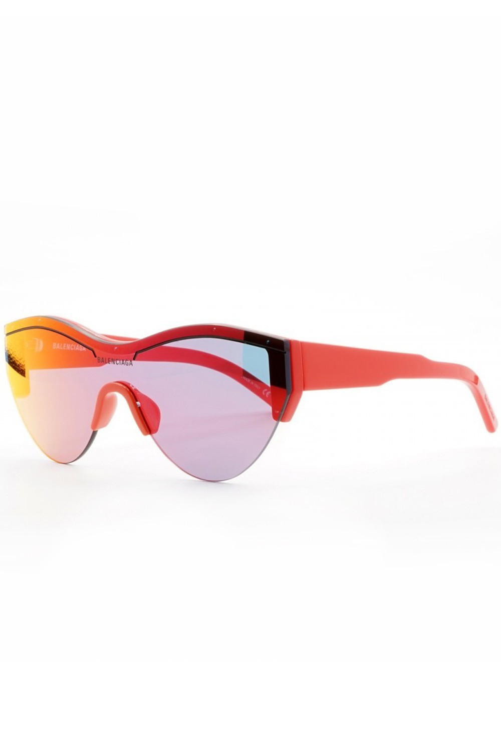 Balenciaga - Occhiali da sole a mascherina in celluloide unisex rosso, nero -