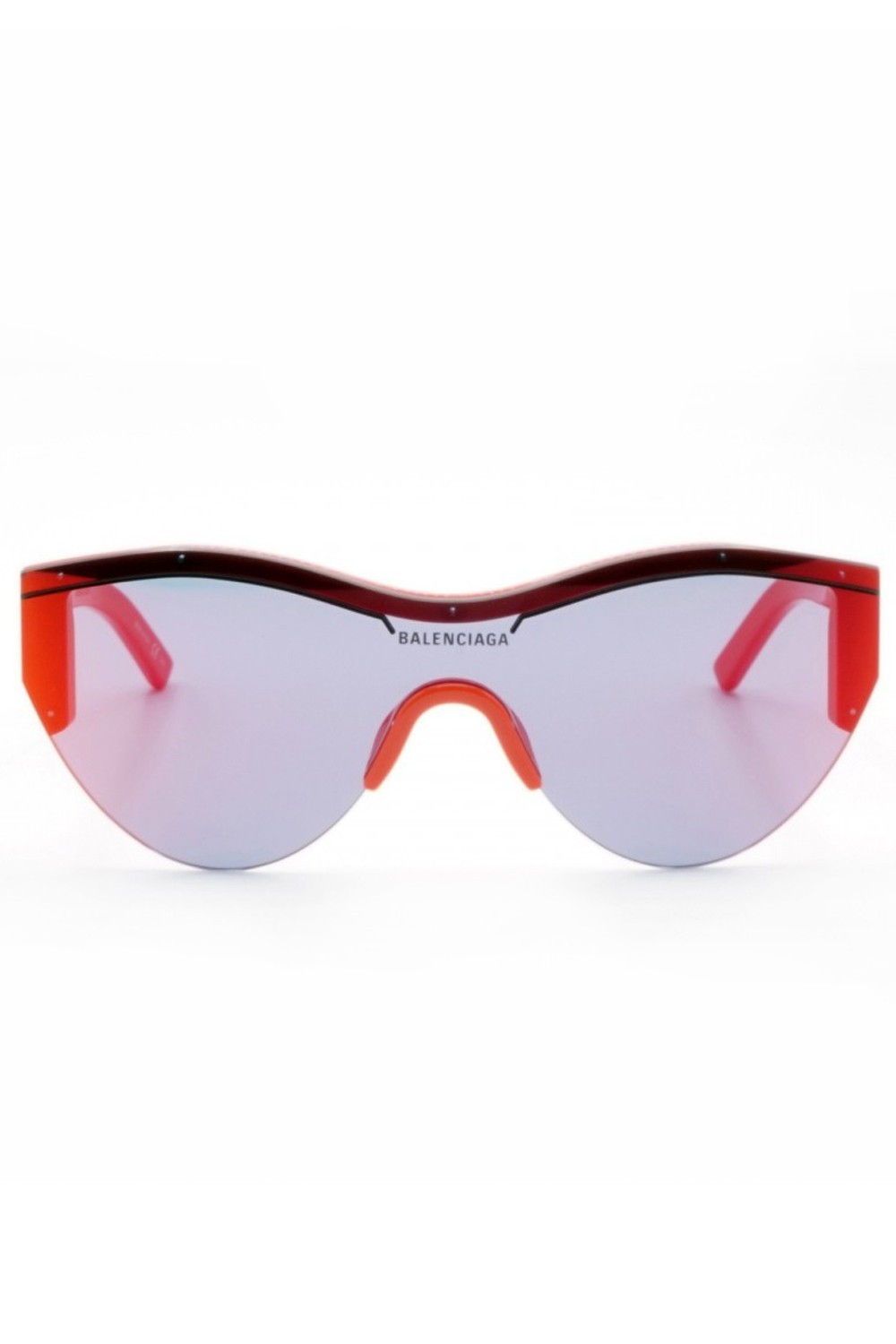 Balenciaga - Occhiali da sole a mascherina in celluloide unisex rosso, nero -