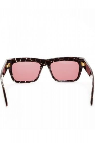 Bottega Veneta - Occhiali da sole in celluloide rettangolari unisex bordeaux -