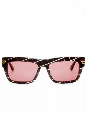 Bottega Veneta - Occhiali da sole in celluloide rettangolari unisex bordeaux -