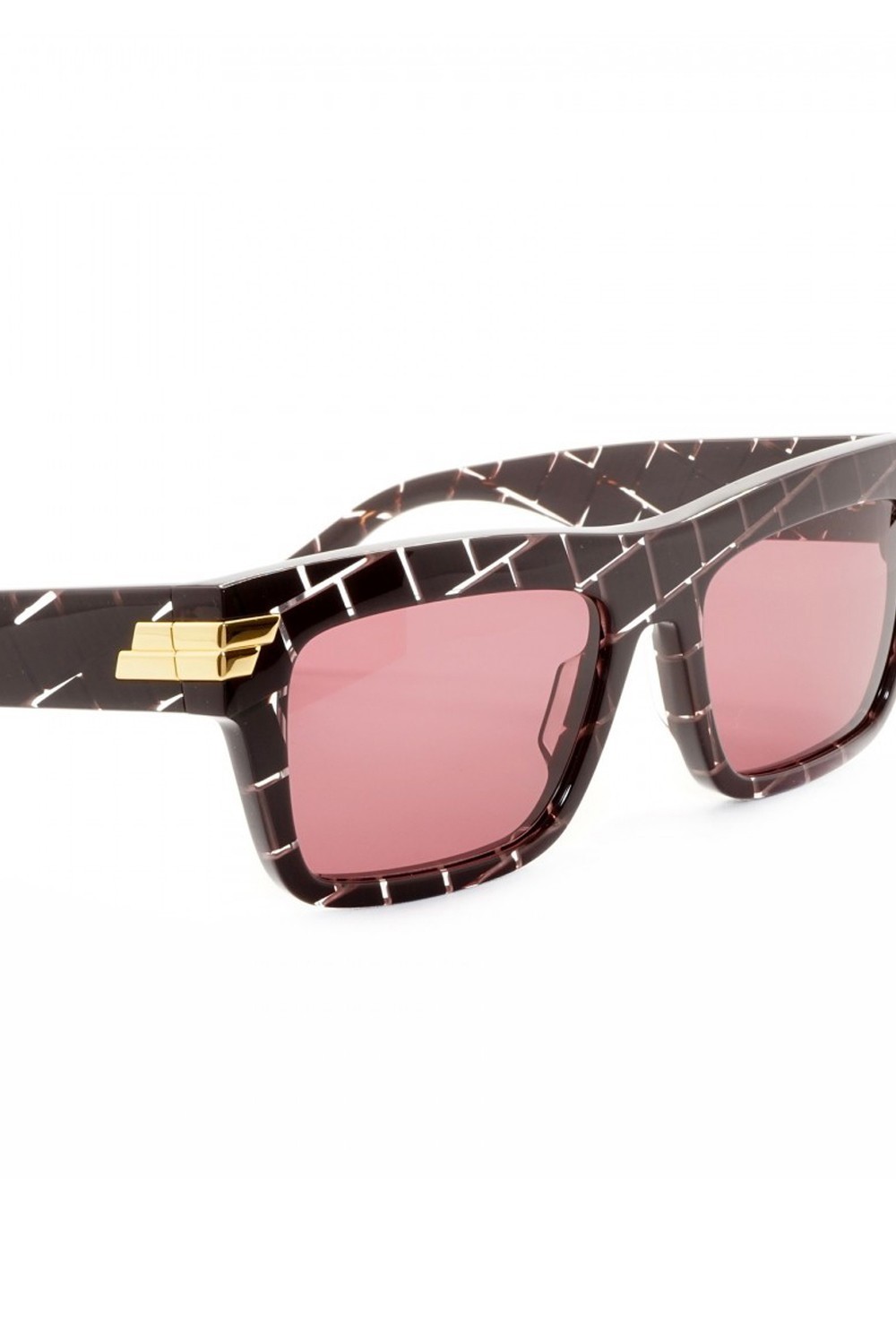 Bottega Veneta - Occhiali da sole in celluloide rettangolari unisex bordeaux -