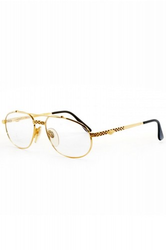 Bugatti - Occhiali da vista vintage in metallo a goccia per uomo oro - EB503