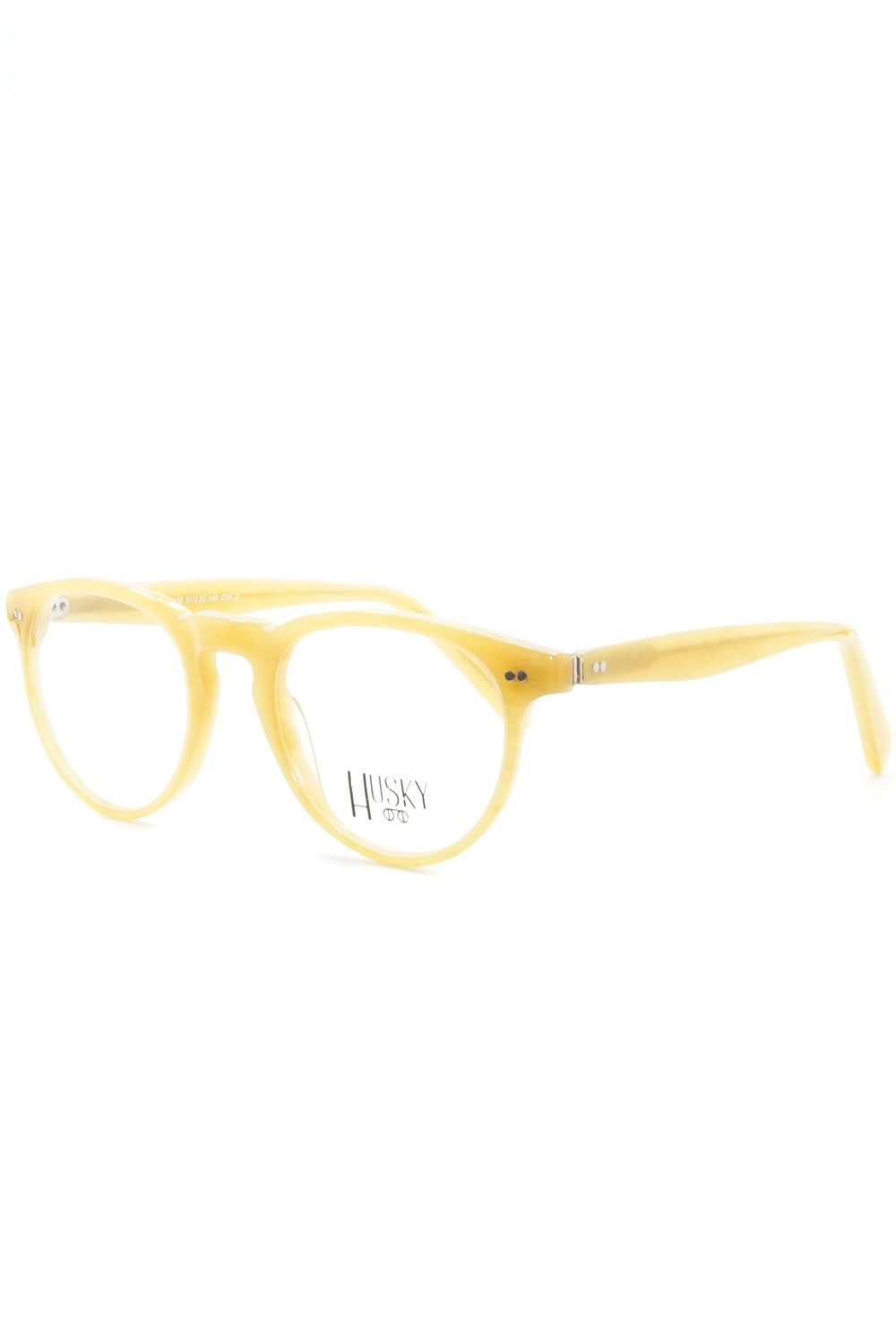 Husky - Occhiali da vista in celluloide tondi unisex senape - 1486 3