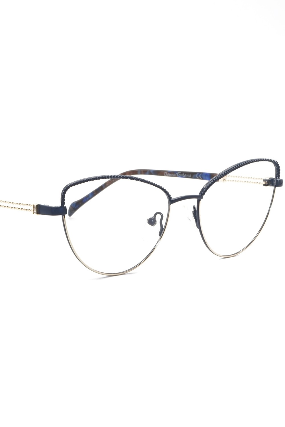 Donna Fontana - Occhiali da vista in metallo cat eye per donna blu - DF233 04