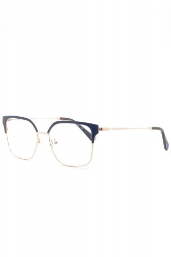 Donna Fontana - Occhiali da vista in metallo squadrati per donna blu - DF229 04M