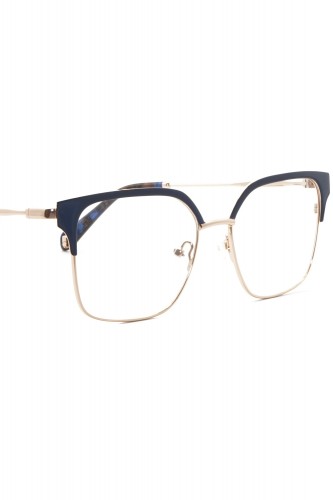 Donna Fontana - Occhiali da vista in metallo squadrati per donna blu - DF229 04M