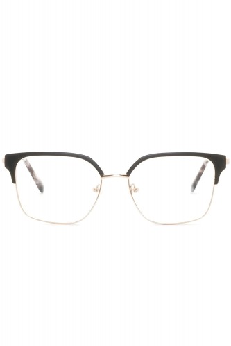 Donna Fontana - Occhiali da vista in metallo squadrati per donna nero - DF229