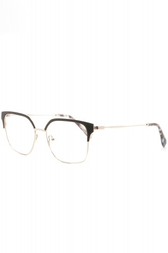 Donna Fontana - Occhiali da vista in metallo squadrati per donna nero - DF229