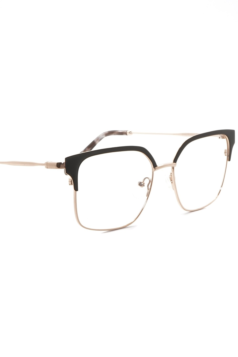 Donna Fontana - Occhiali da vista in metallo squadrati per donna nero - DF229