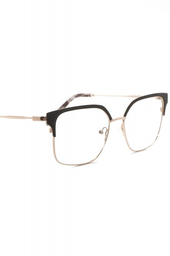 Donna Fontana - Occhiali da vista in metallo squadrati per donna nero - DF229