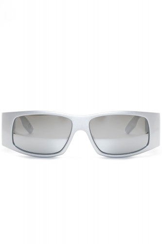 Balenciaga - Occhiali da sole in plastita rettangolari a LED unisex grigio -