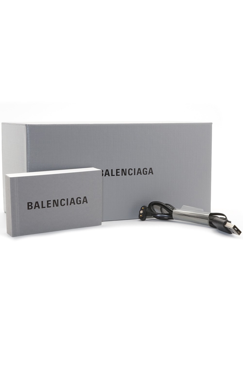 Balenciaga - Occhiali da sole in plastita rettangolari a LED unisex grigio -