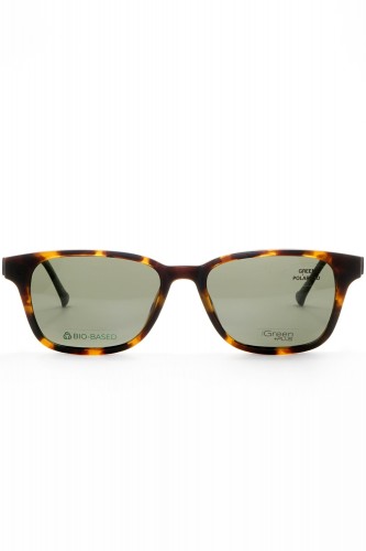 iGreen - Occhiali da vista in celluloide rettangolari unisex con clip solare