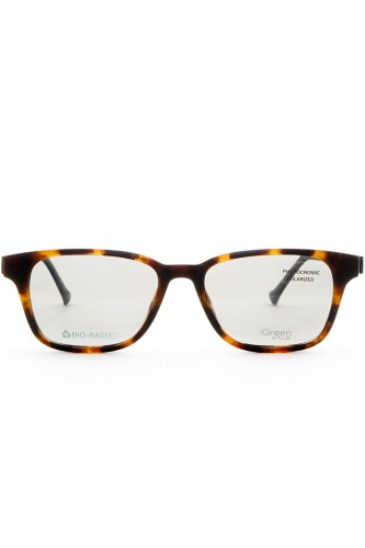 iGreen - Occhiali da vista in celluloide rettangolari unisex con clip solare