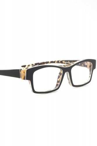 Piero Massaro - Occhiali da vista in celluloide rettangolari unisex nero -