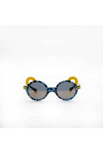 Zoobug - Occhiali da sole in celluloide tondi per bambini blu, giallo - ZB5034