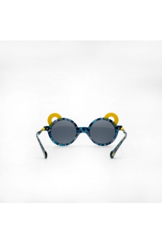 Zoobug - Occhiali da sole in celluloide tondi per bambini blu, giallo - ZB5034