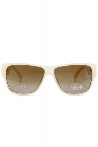 Calvin Klein - Occhiali da sole in celluloide squadrati unisex avorio - CK3084S 2