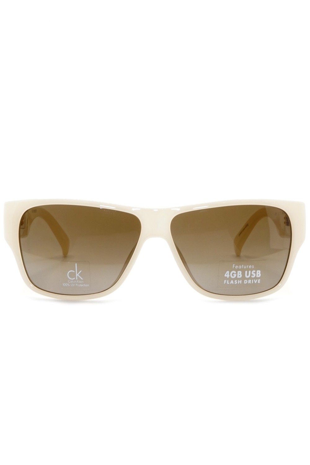 Calvin Klein - Occhiali da sole in celluloide squadrati unisex avorio - CK3084S