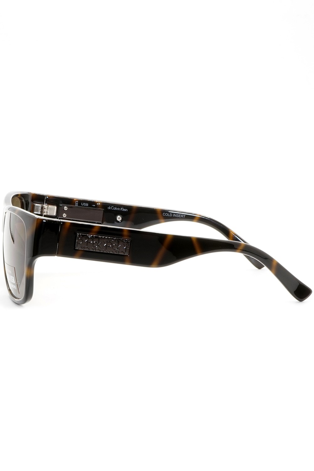 Calvin Klein - Occhiali da sole in celluloide squadrati unisex tartarugato -