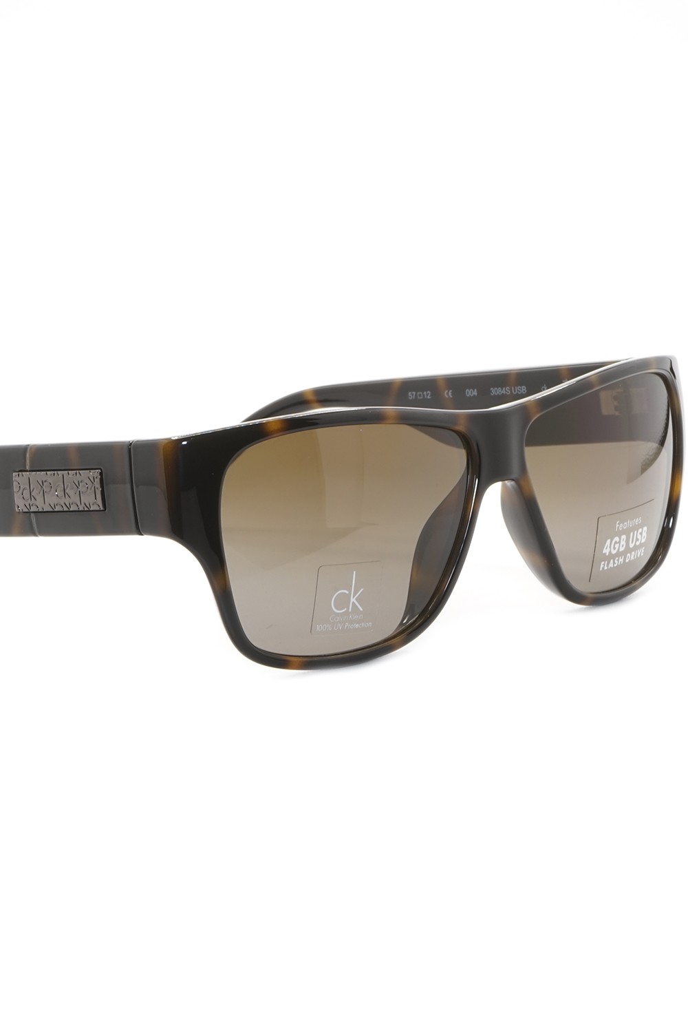 Calvin Klein - Occhiali da sole in celluloide squadrati unisex tartarugato -