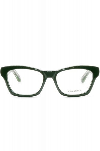Balenciaga - Occhiali da vista in celluloide rettangolari unisex verde -