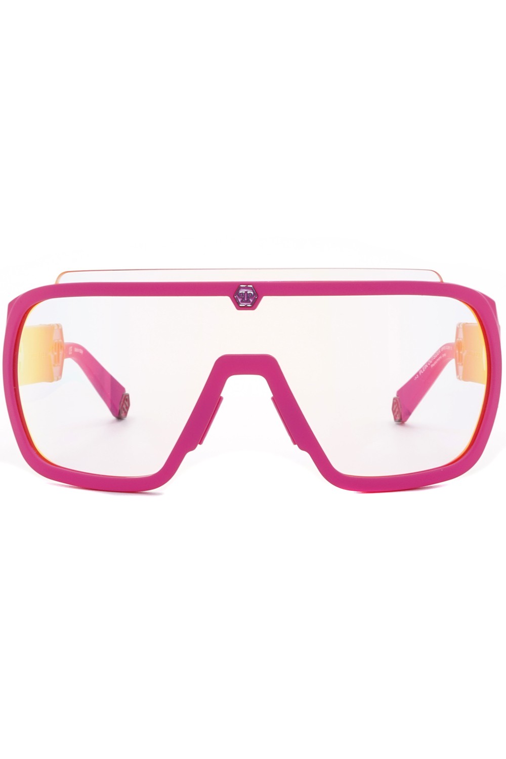Philipp Plein - Occhiali da sole in plastica avvolgenti unisex fucsia - SPP078