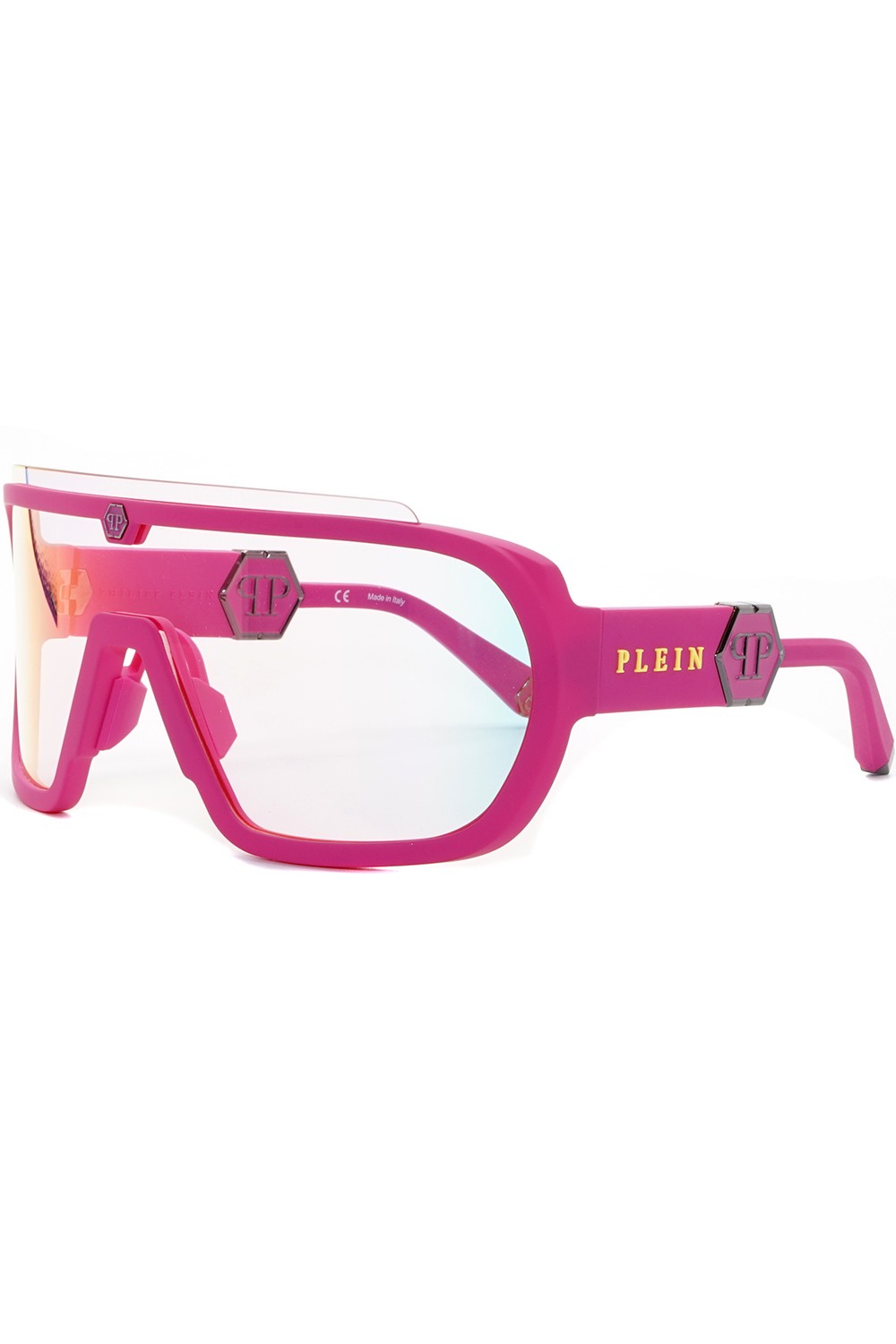 Philipp Plein - Occhiali da sole in plastica avvolgenti unisex fucsia - SPP078