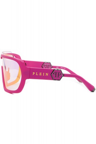 Philipp Plein - Occhiali da sole in plastica avvolgenti unisex fucsia - SPP078