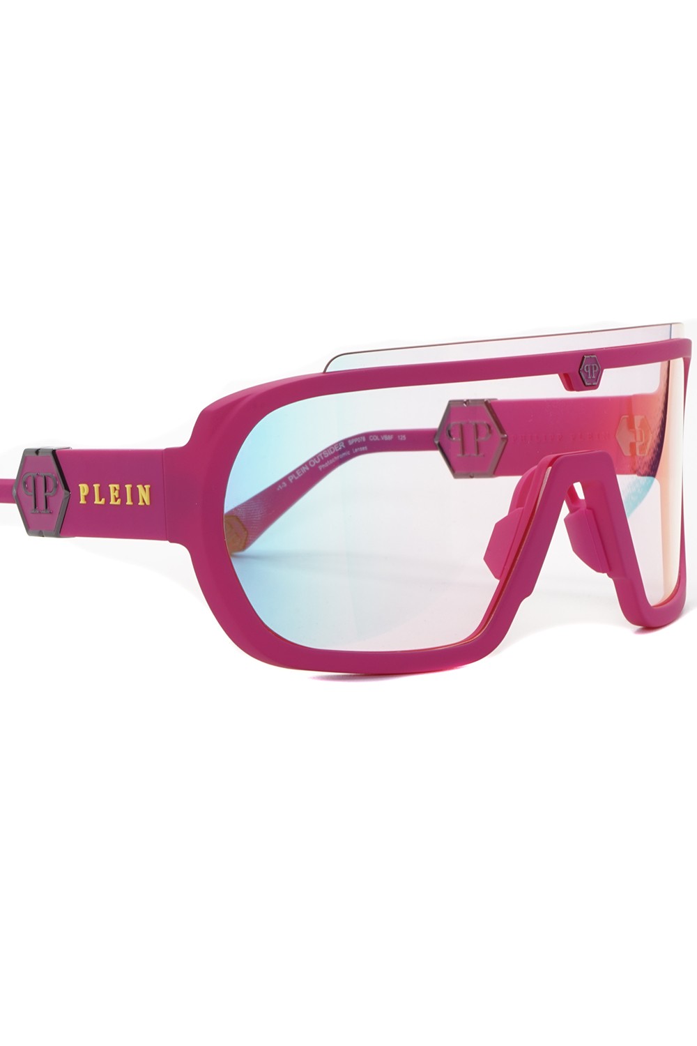 Philipp Plein - Occhiali da sole in plastica avvolgenti unisex fucsia - SPP078