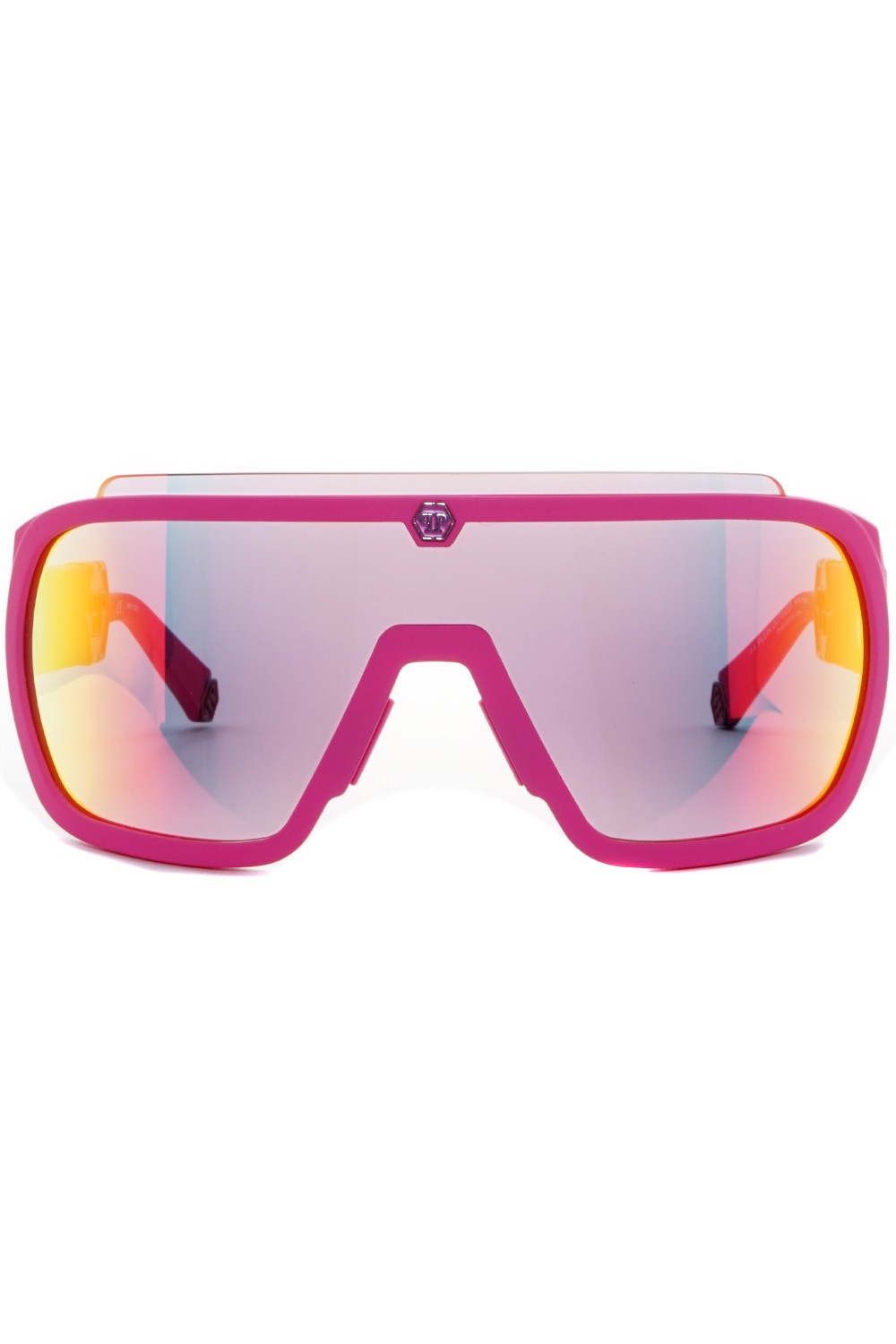 Philipp Plein - Occhiali da sole in plastica avvolgenti unisex fucsia - SPP078