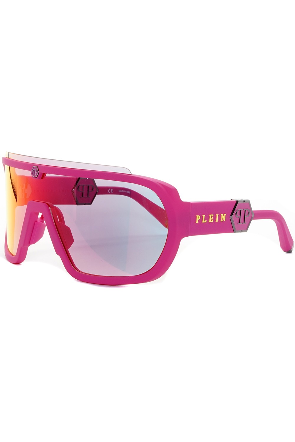 Philipp Plein - Occhiali da sole in plastica avvolgenti unisex fucsia - SPP078