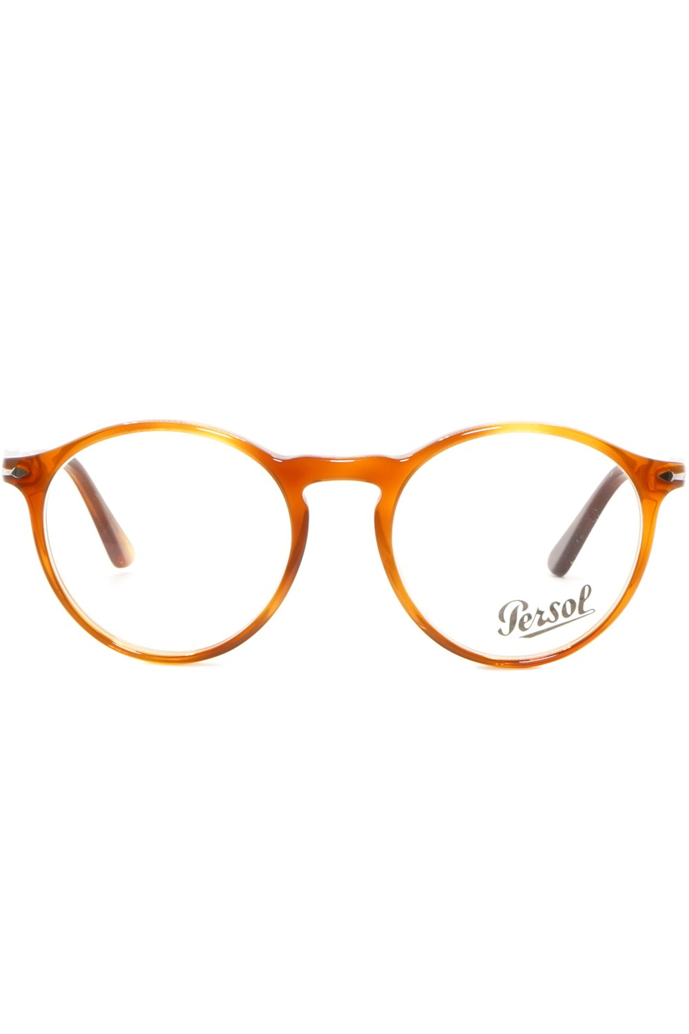 Persol - Occhiali da vista in celluloide tondi unisex tartarugato chiaro -