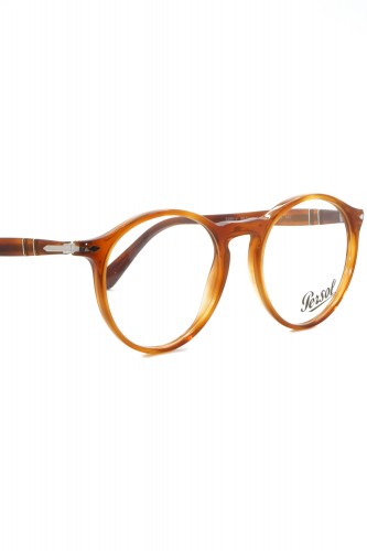Persol - Occhiali da vista in celluloide tondi unisex tartarugato chiaro -