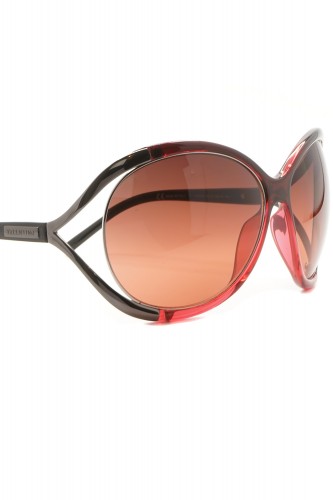 Valentino - Occhiali da sole in celluloide a farfalla per donna amarena -