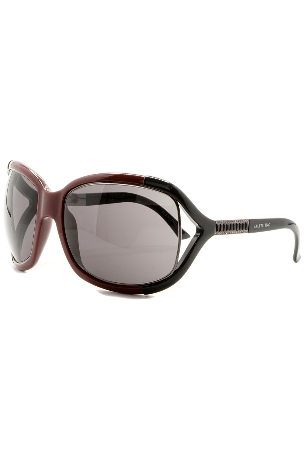 Valentino - Occhiali da sole in celluloide squadrati per donna bordeaux -