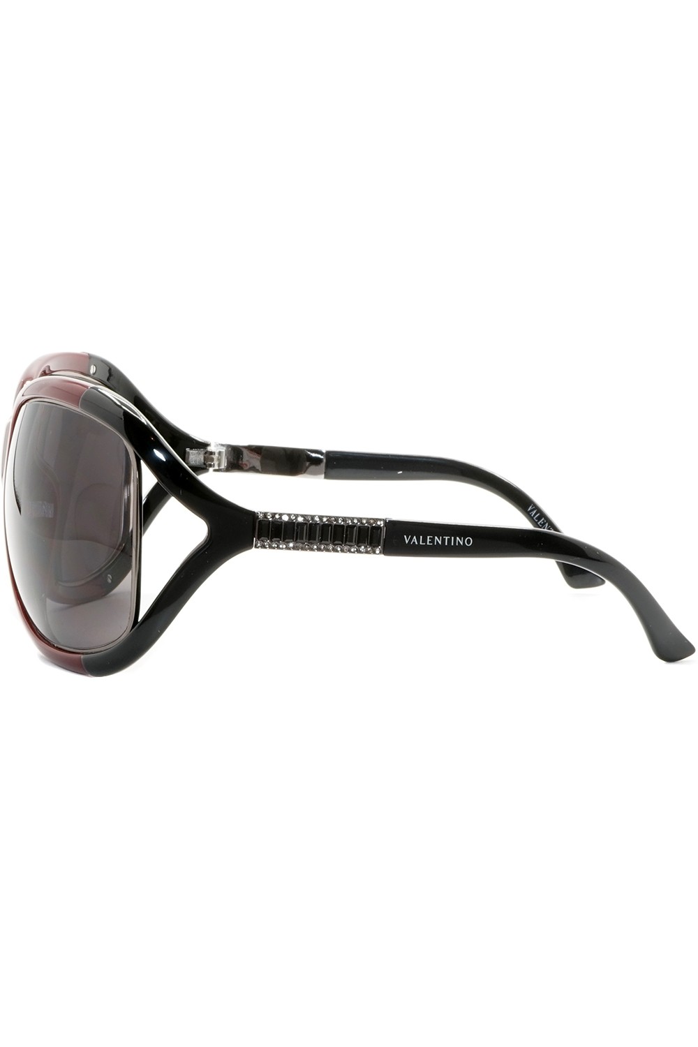 Valentino - Occhiali da sole in celluloide squadrati per donna bordeaux -