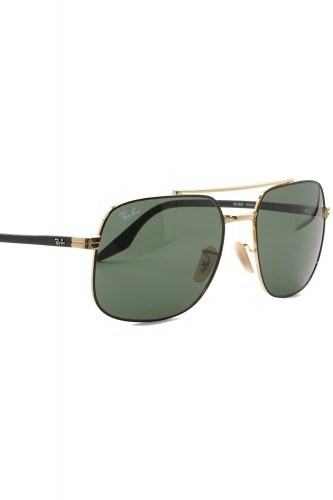 Ray-Ban - Occhiali da sole in metallo squadrati unisex nero/oro - RB3699 9000/31