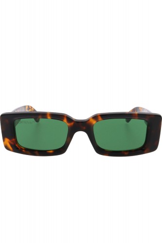 Off-White - Occhiali da sole in celluloide rettangolari unisex tartarugato -