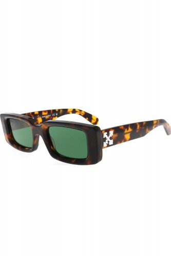 Off-White - Occhiali da sole in celluloide rettangolari unisex tartarugato -