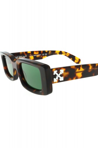 Off-White - Occhiali da sole in celluloide rettangolari unisex tartarugato -